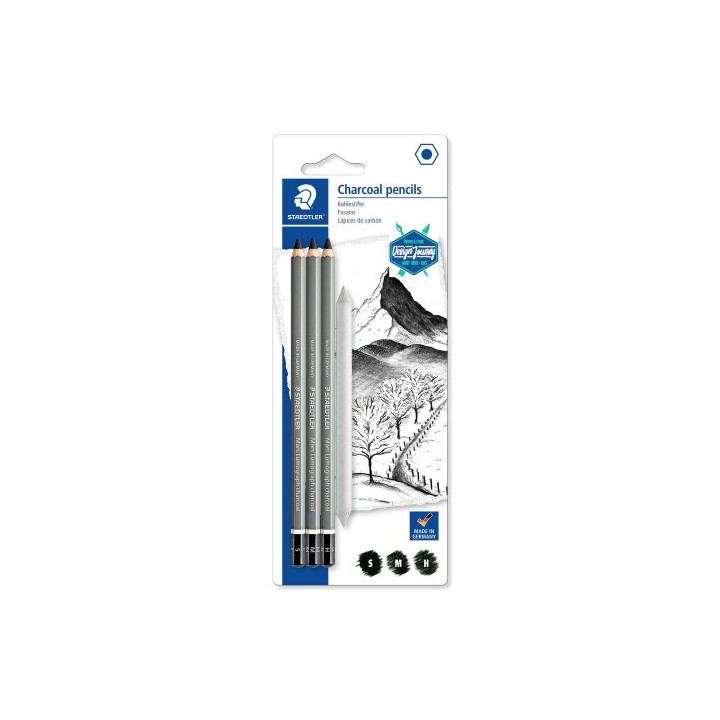 blister con 3 lapices (1 x 100c-s, 100c-m y 100c-h + 1 difuminador staedtler 100c sbk4