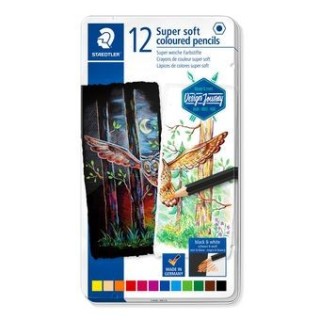estuche de metal con 12 lapices, colores surtidos staedtler 149c m12