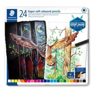 estuche de metal con 24 lapices, colores surtidos staedtler 149c m24