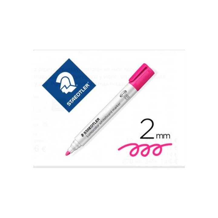 marcador pizarra lumocolor marker 351 trazo 2mm. rosa staedtler 351-20