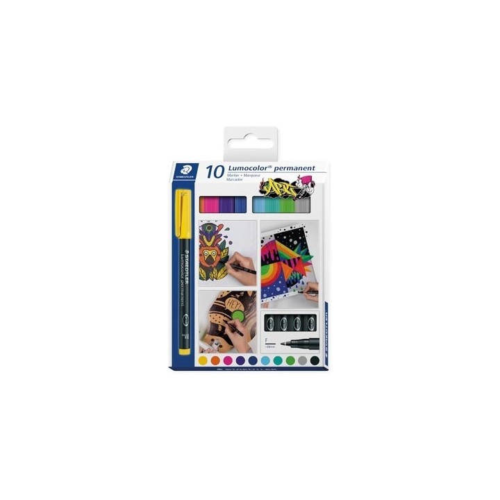 estuche 10 uds lumocolor permanent 318 staedtler 318 c10