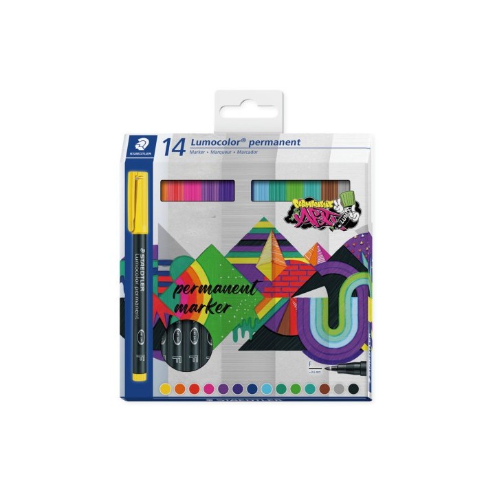 estuche 14 uds lumocolor permanent 318 staedtler 318 c14