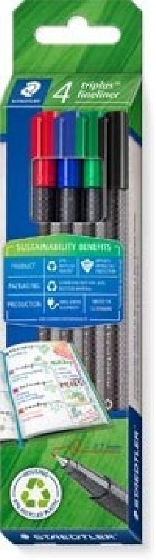 estuche rotulador triplus fineliner 334 eco edition. 4 unidades colores surtidos staedtler 334 rc4