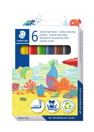 estuche de carton 6 rotuladores gruesos noris 340 colores surtidos staedtler 340 c6