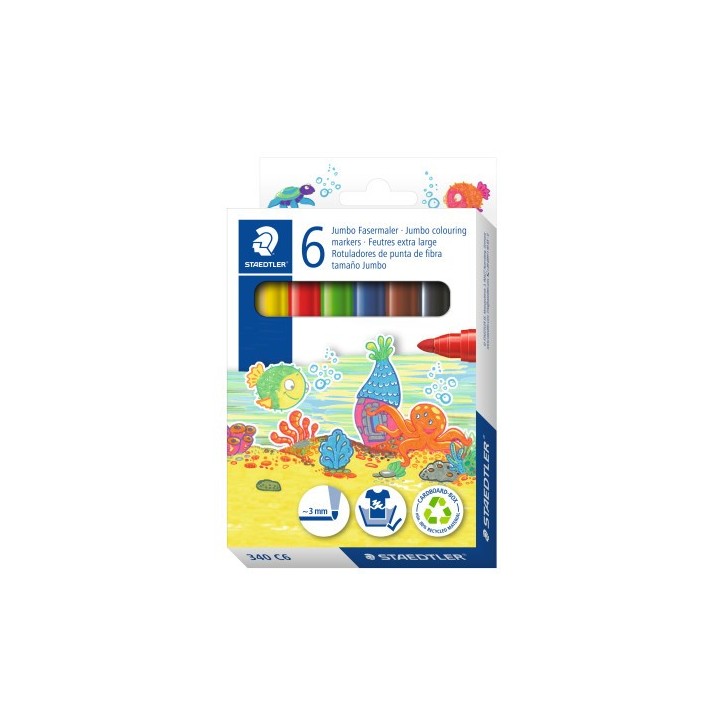 estuche de carton 6 rotuladores gruesos noris 340 colores surtidos staedtler 340 c6