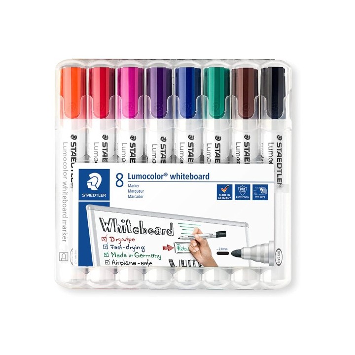 estuche 8 pzas lumocolor whiteboard marker 351, surt. staedtler 351 wp8