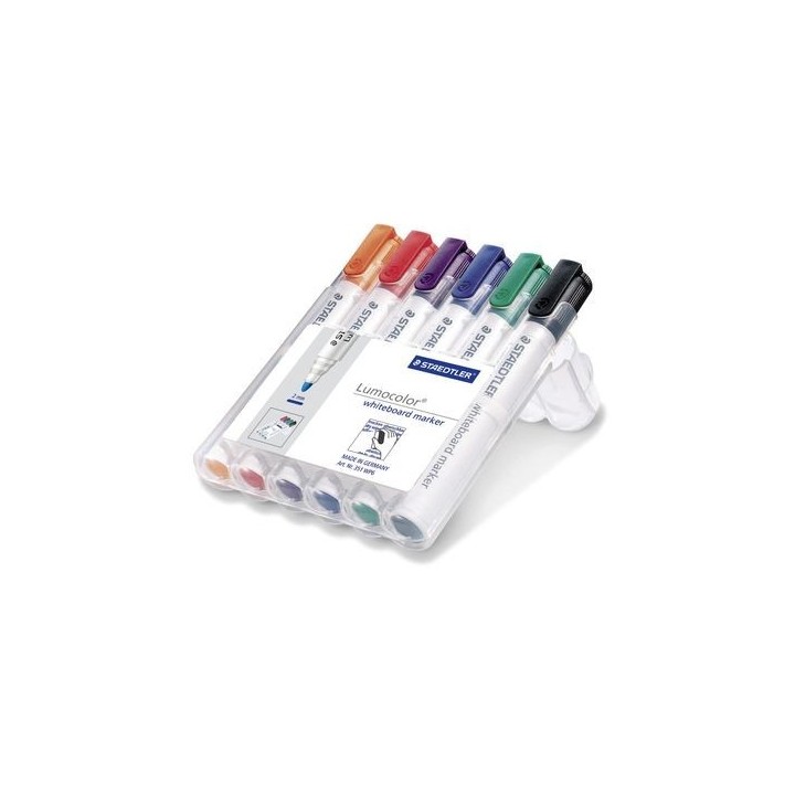 estuche 6 pzas lumocolor whiteboard marker 351, surt. staedtler 351 wp6