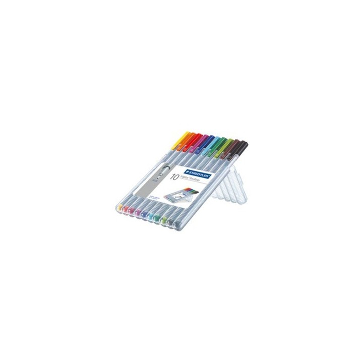 estuche 10 pzas triplus fineliner 334, surt. staedtler 334 sb10