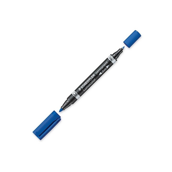marcador duo lumocolor permanente puntas 0,6/1mm. 1mm. azul staedtler 348-3