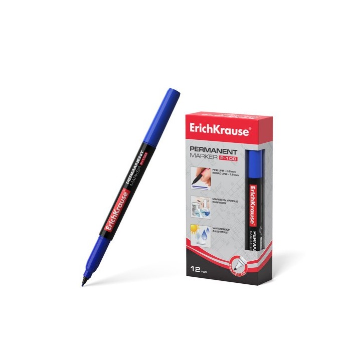 marcador permanente p-100 azul erich krause 12842