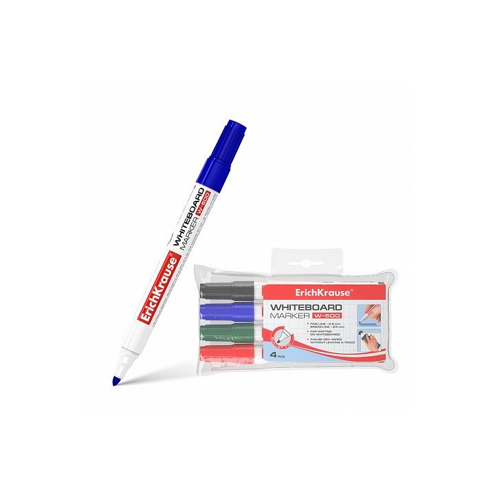 blister 4 marcadores de pizarra w-500, colores: negro, azul, rojo, verde erich krause 12849