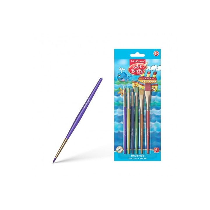 set pinceles sinteticos para dibujar y decorar, 6 uds. artberry 36125