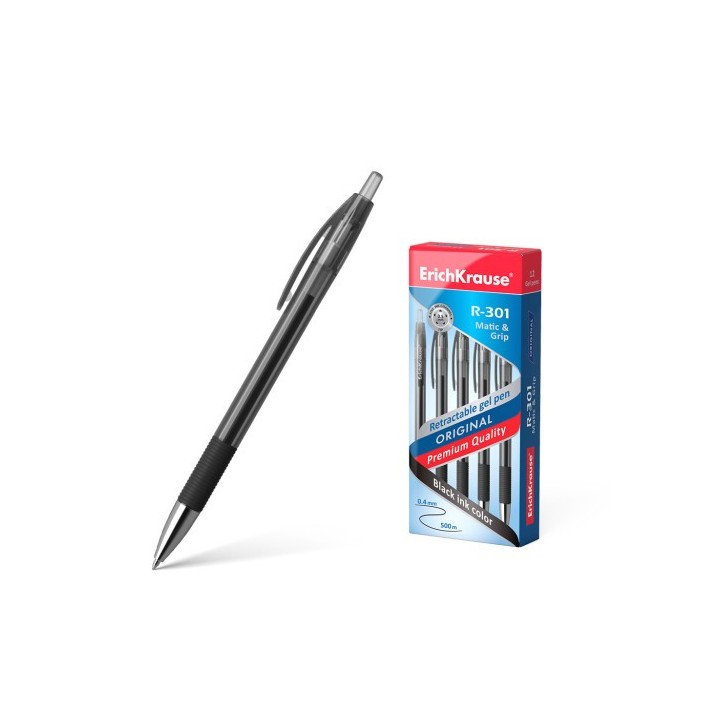 boligrafo de gel automatico r-301 original gel matic&grip, color de la tinta: negro erich krause 468