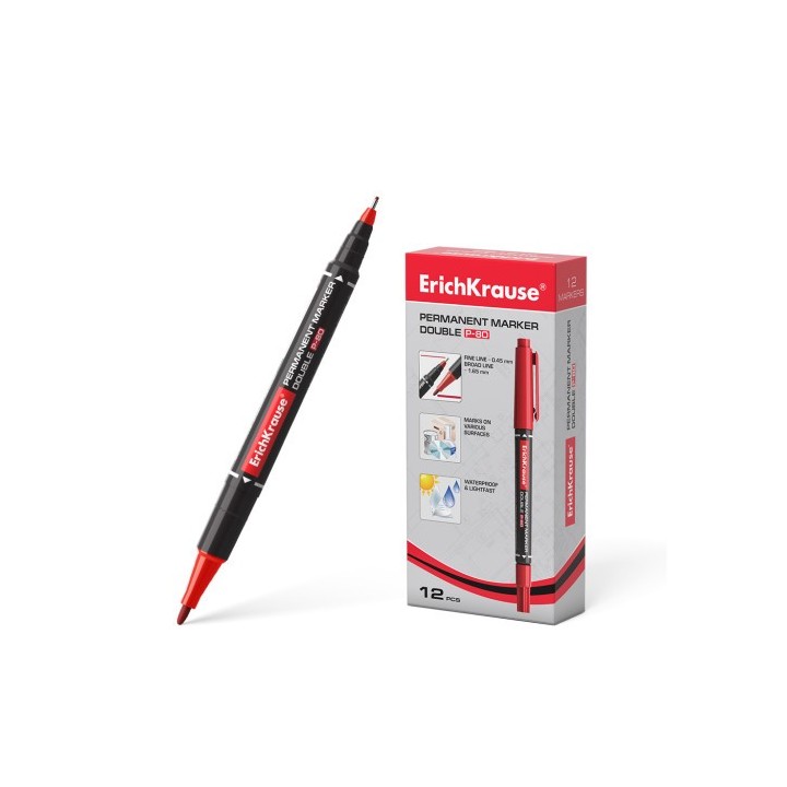 marcador permanente doble punta double p-80, color azul erich krause 48184