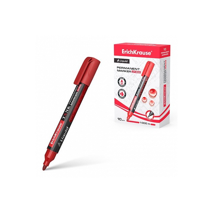 marcador permanente con tinta liquida lp-600 tinta color rojo erich krause 48771