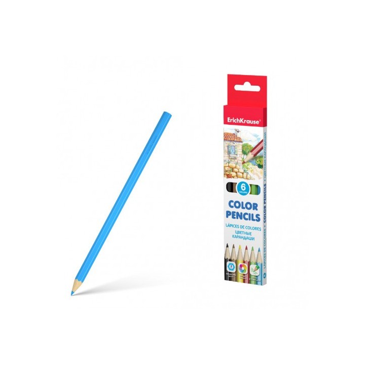 caja lapices de colores hexagonal 6 colores erich krause 49881
