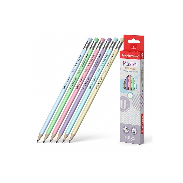 lapiz de grafito triangular con goma pastel hb erich krause 56006