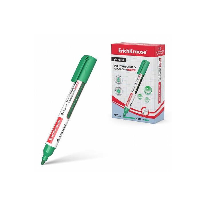 marcador pizarra blanca con tinta liquida liquid lw-600, tinta color verde erich krause 56096