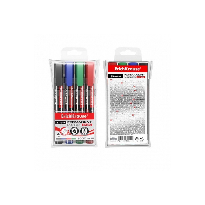 set 4 marcadores permanentes con tinta liquida lp-600 erich krause 58361