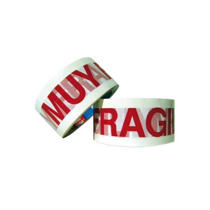 cinta de embalaje impresa muy fragil 50mm.x66m. blanco / rojo tesa 60089-00001-00