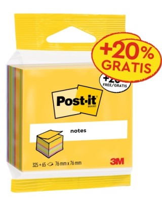 cubo 325+65 hojas notas adhesivas 76x76mm colores surtidos emblistado individual 2014-ucp post-it 71