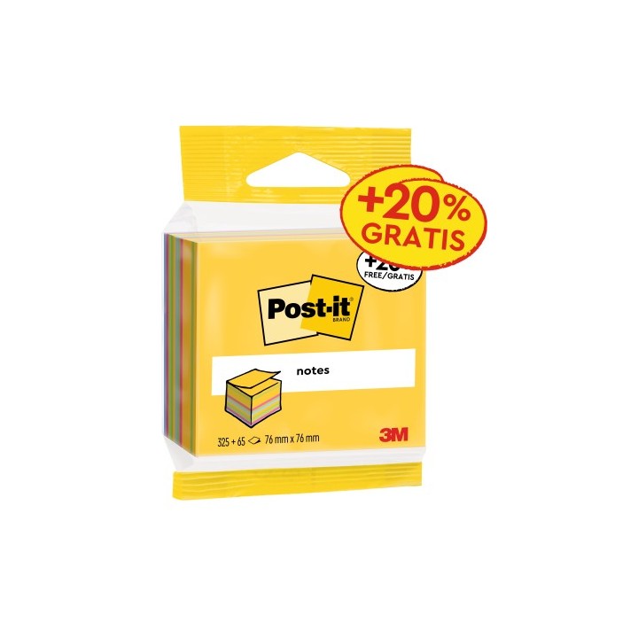 cubo 325+65 hojas notas adhesivas 76x76mm colores surtidos emblistado individual 2014-ucp post-it 71