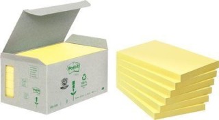 pack 6 blocs 100 hojas notas recicladas adhesivas 76x127mm canary yellow caja carton 655-1b post-it
