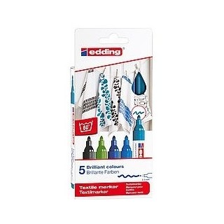 pack 5 marcadores textiles. colores frios. edding 4500-5-s-099