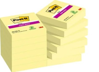 pack 12 blocs 90 hojas notas adhesivas 47,6x47,6mm super sticky canary yellow caja carton 622-12sscy