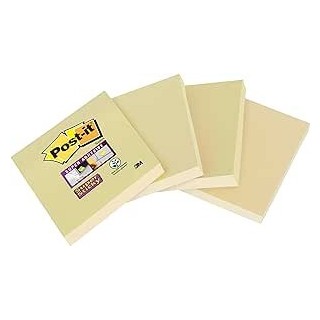 pack 4 blocs 45 hojas notas recicladas adhesivas 102x152mm super sticky canary yellow con lineas 464