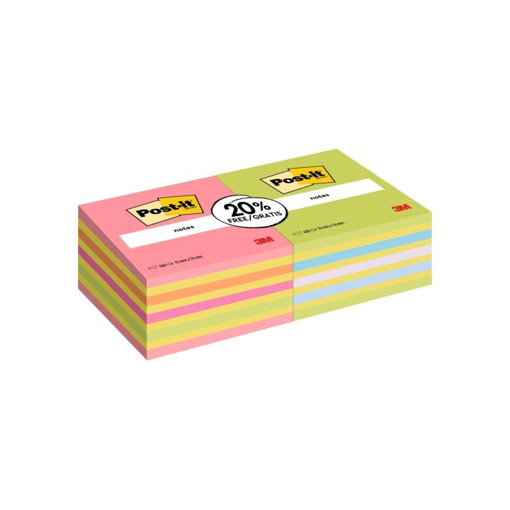 pack 2 blocs 450 hojas notas adhesivas 76x76mm colores surtidos 2028-ocppx2 post-it 7100321423