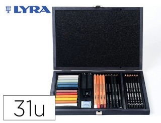 set dibujo caja de madera 31 uds. lyra l2054002