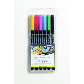 estuche 6 uds aqua brush duo tonos primarios lyra groove l6521060