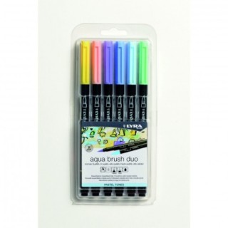estuche 6 uds aqua brush duo tonos pastel lyra groove l6521061