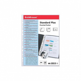 set de 100 fundas multitaladras fizzy clear, 40 mcm, a4, transparente erich krause 46701