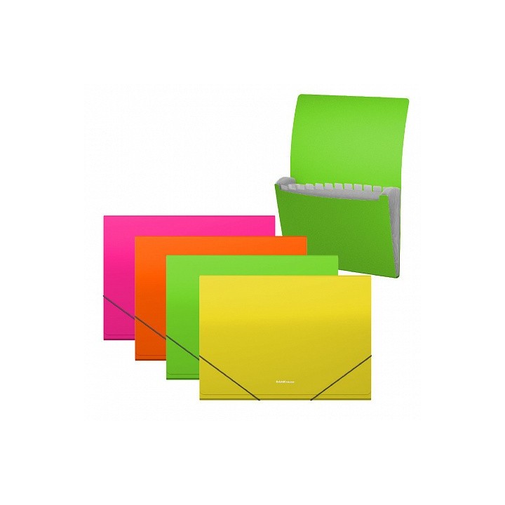 carpeta clasificadora 12 posiciones polipropileno matt neon a4 colores surtidos erich krause 50428