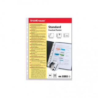 set de 100 fundas multitaladras fizzy clear, 30 mcm, a4, transparente erich krause 67330