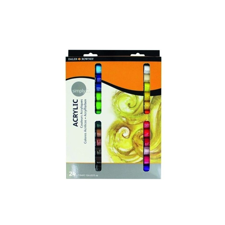set pintura acrilica 24x 12ml simply daler rowney d126500024