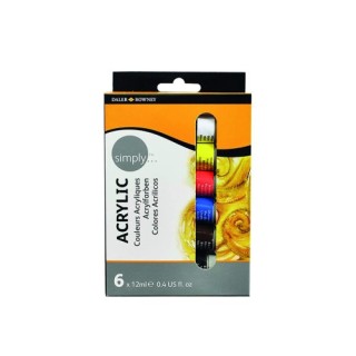 set pintura acrilica 6x12ml simply daler rowney d126500006