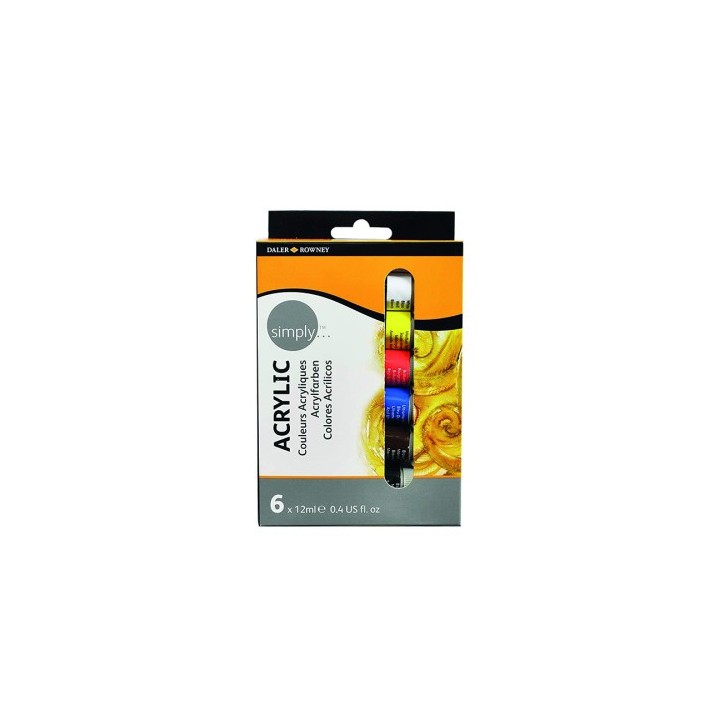 set pintura acrilica 6x12ml simply daler rowney d126500006