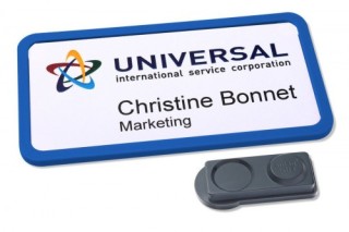 caja 10 portanombres office badge azul con iman extra fuerte–37 x 75 mm avery 4839b-l