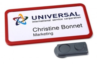 caja 10 portanombres office badge rojo con iman extra fuerte--37 x 75 mm avery 4839r-l