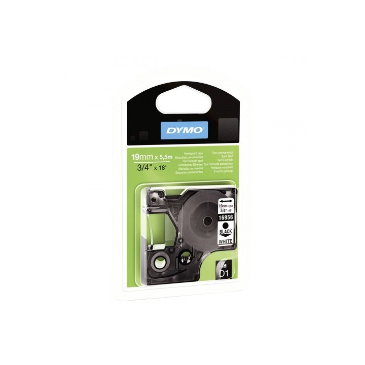 cinta rotuladora d1 19mmx5.5m poliester negro/blanco dymo s0718070