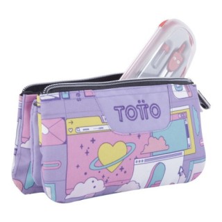 estuche escolar tres compartimentos morado ciber - tablero totto ac52eco012-2210z-2qi