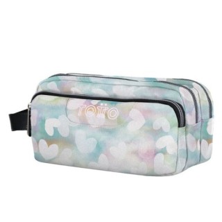estuche escolar tres compartimentos corazones pastel totto ac52eco009-2311z-4hx
