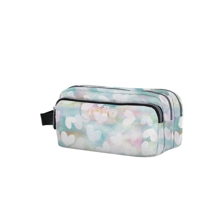 estuche escolar tres compartimentos corazones pastel totto ac52eco009-2311z-4hx