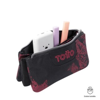 estuche escolar tres compartimentos tiza roja - tablero totto ac52eco012-2310z-5c5