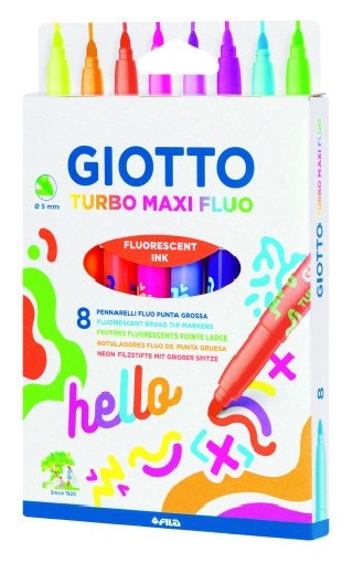 estuche con asa 8 rotuladores turbo maxi fluor giotto f453800