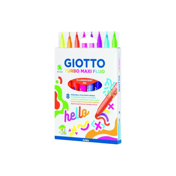 estuche con asa 8 rotuladores turbo maxi fluor giotto f453800