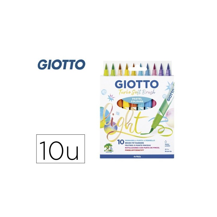 estuche 10 uds turbo soft brush pastel giotto f426900